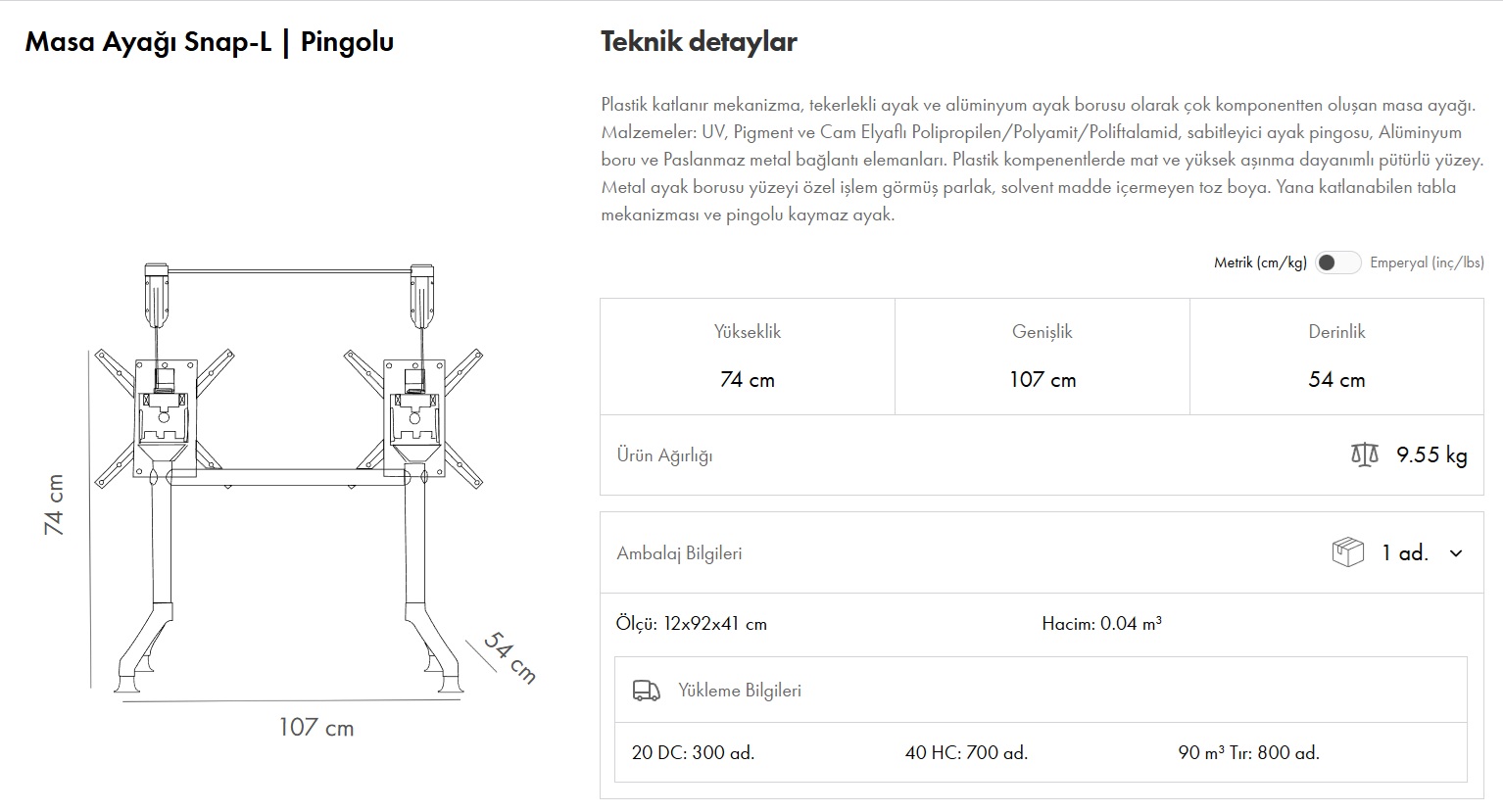 Snap-L Ayak Max. 190 Pingolu